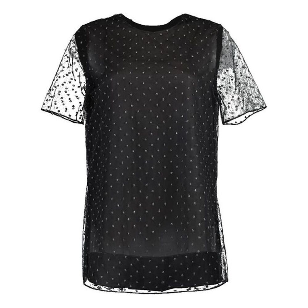 Adam Lippes Womens Black Embellished Sheer Sleeves Short Sleeve Evening Top 10